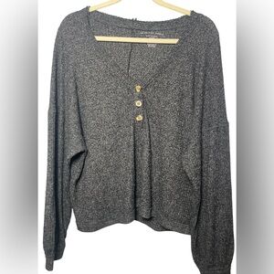 American Age Gray V-Neck Sweater